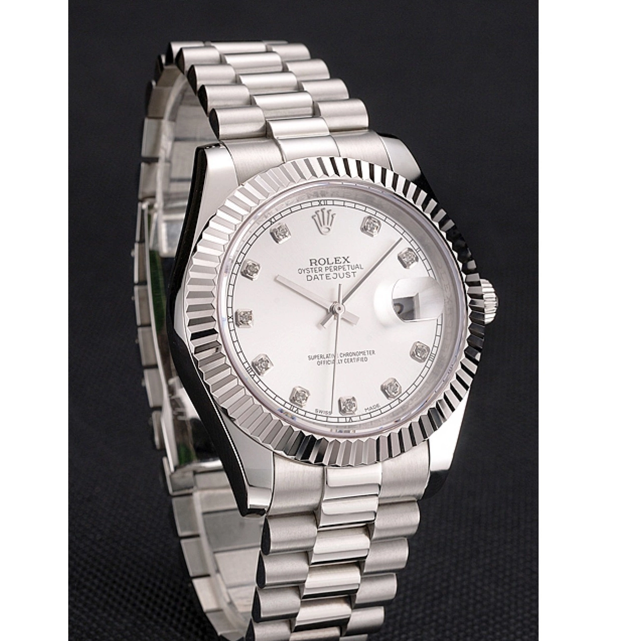 Rolex aaa copy Case Steel And Swiss Dial Rolex Stainless Silver Datejust Bracelet 0805